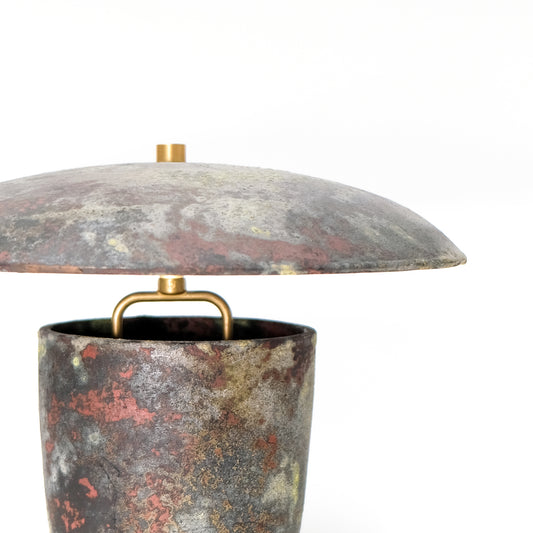 Raku Atomic Table Lamp in Oxide Bloom